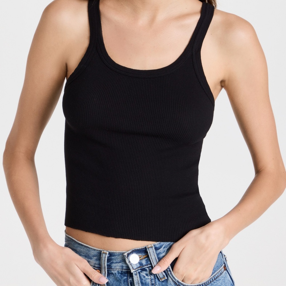 Re/Done Black Ribbed Tank